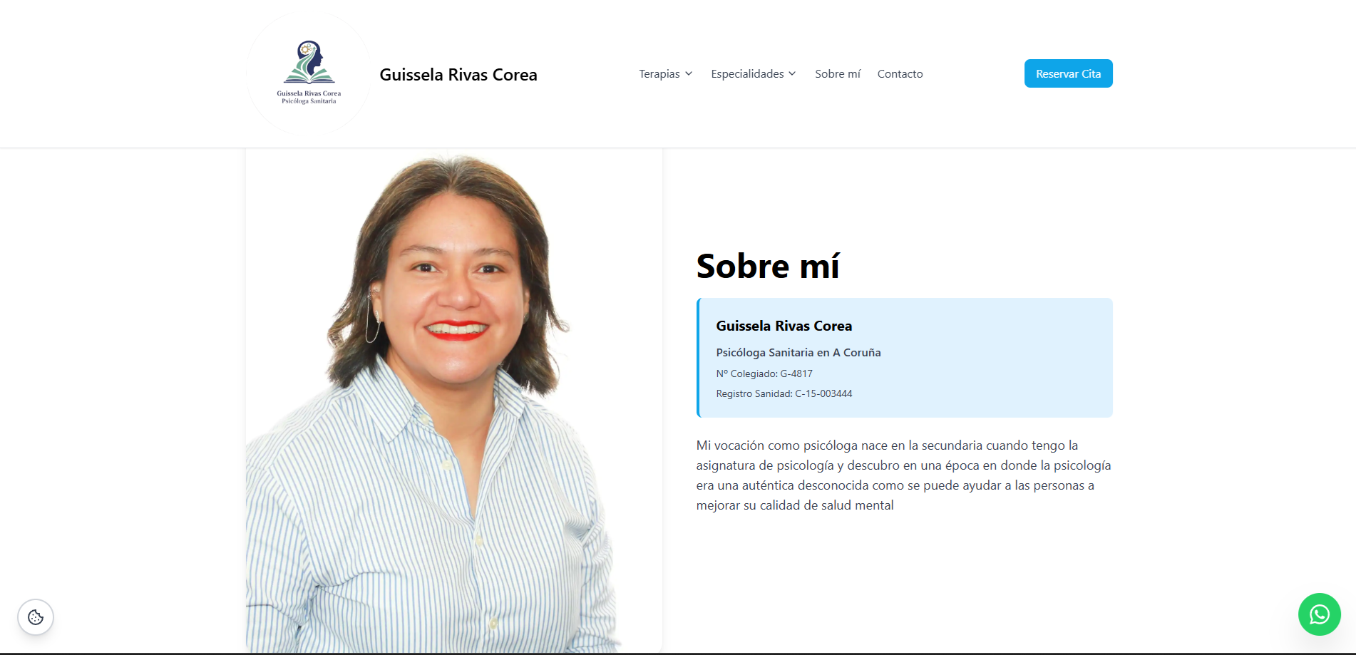 Sección de servicios psicológicos de Guissela Rivas Corea - terapia individual y de pareja